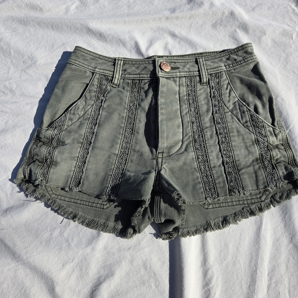 FP Movement by Free People Distressed Gray Jean Shorts